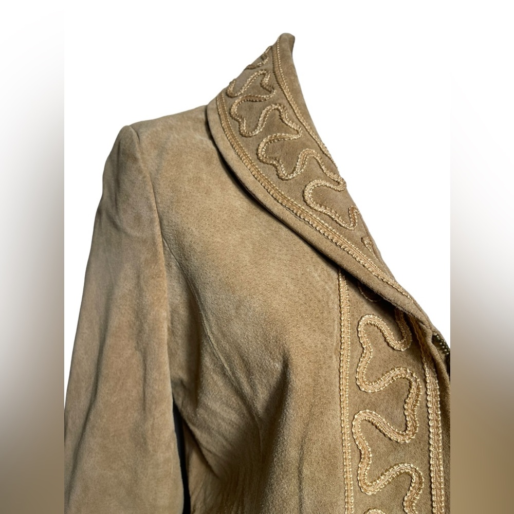 Bamboo Traders size Small 100% leather beige brown embroidered jacket‎ - Picture 5 of 8